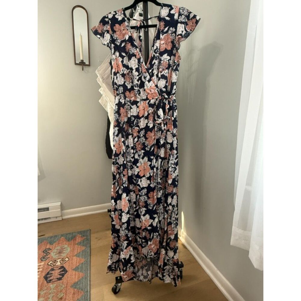 B.O.G. Collective Floral Wrap Maxi Dress Medium NWOT